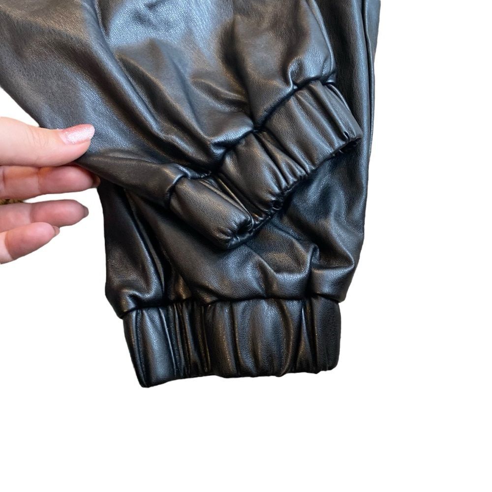 Blue Blush Women’s M High Waist Vegan Leather Jogger Pants Black Party Baddie‎ - Picture 5 of 11